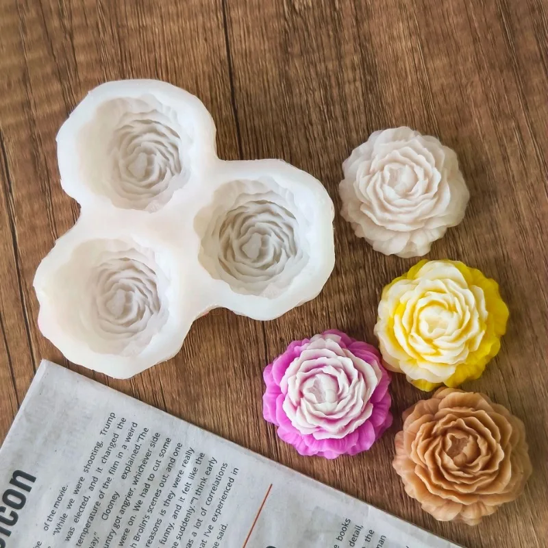 Soap Making Material - Peony Flower Candle Silicone Mold 3D