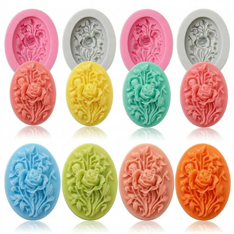 4 Silicone mold with flower sh - Soap Making Material บทวิจารณ์และราคา